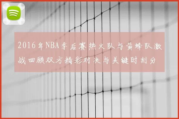 2016年NBA季后赛热火队与黄蜂队激战回顾双方精彩对决与关键时刻分析